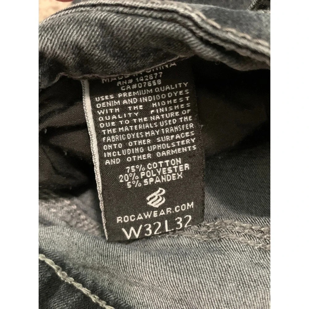 Rocawear Mens Faded Black Straight Leg Denim Jeans W32 L32 Stretch Streetwear